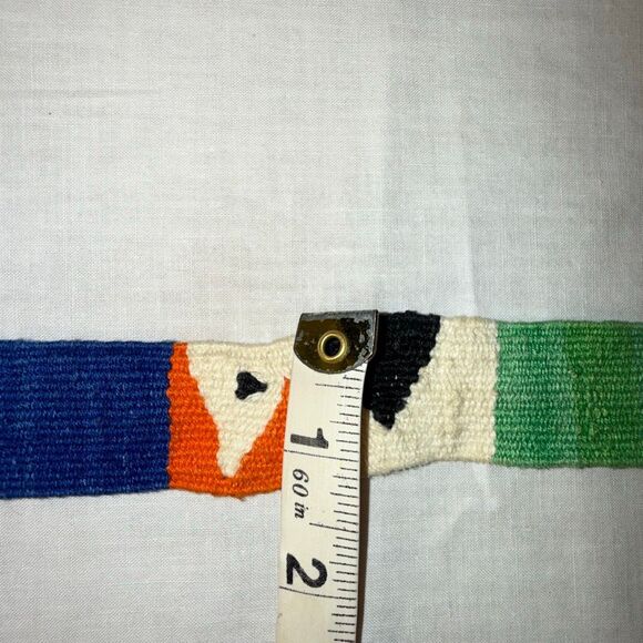 Vintage Handwoven Rainbow Belt with Silver Conchos | Southwestern Artisan Boho C - Picture 16 of 16